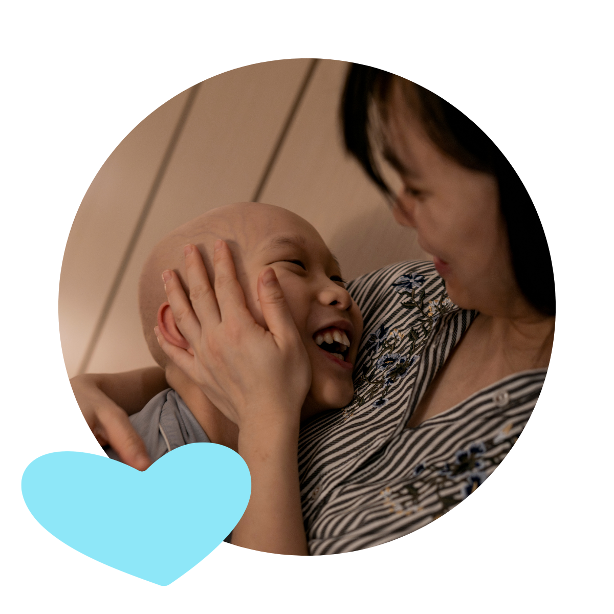 Mum and child looking up at each other smiling