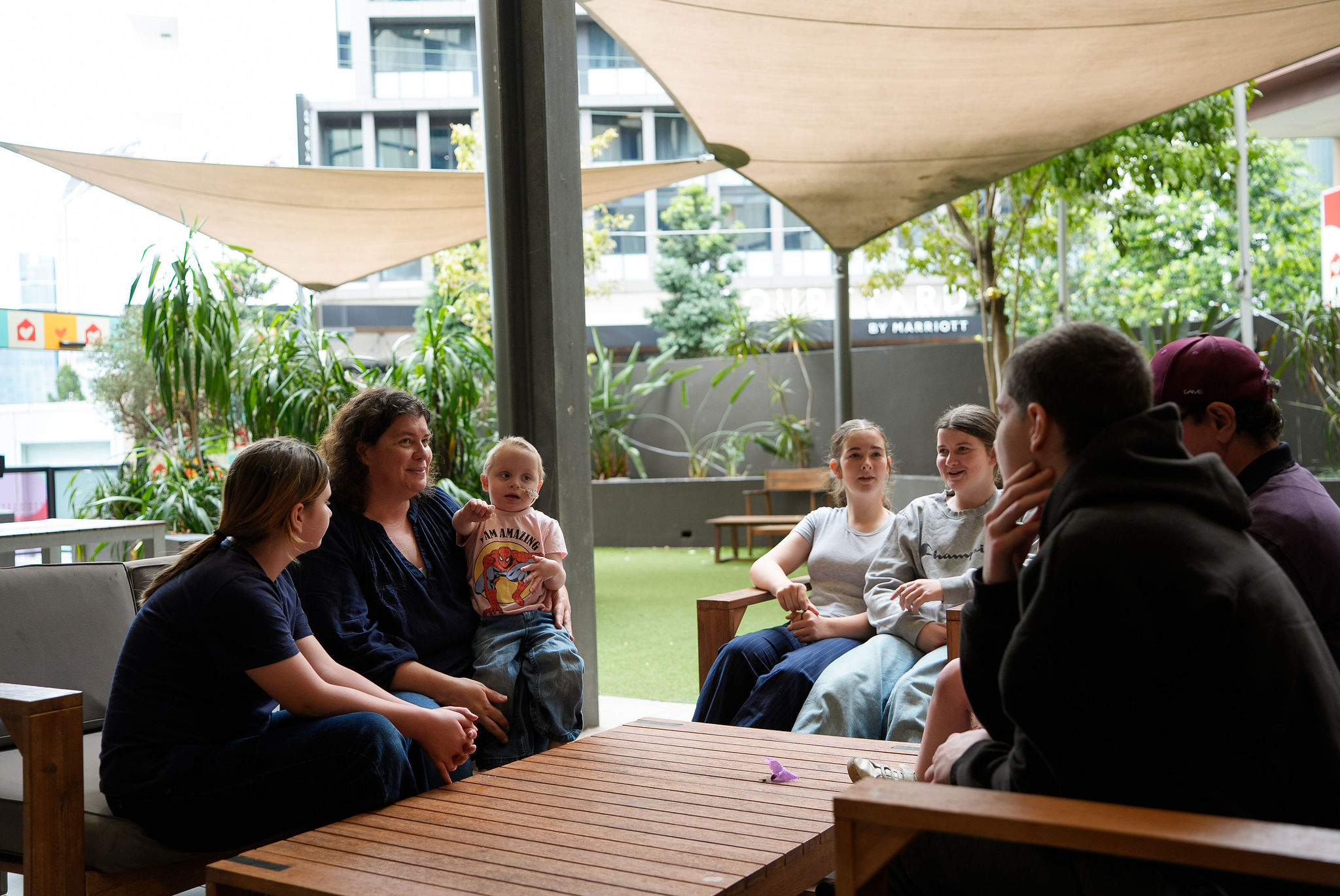 Family spending time together at Ronald McDonald House